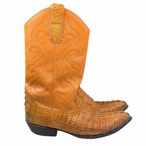 Max Leather Caiman Alligator Crocodile Exotic Leather USA Cowboy Boots Men's 9EE
